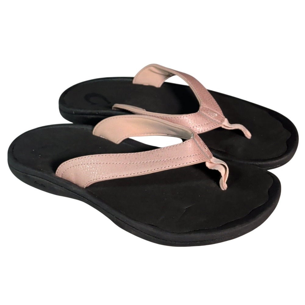 Olukai Ohana Flip Flop Sandals Womens Size 10 Pink Leather Summer Beach Comfort